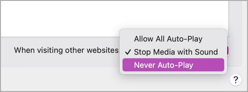 disabling auto play on safari on mac