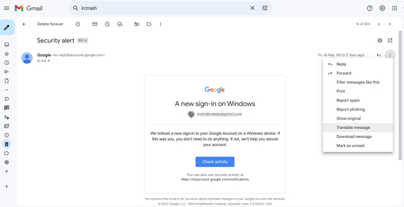 translate gmail
