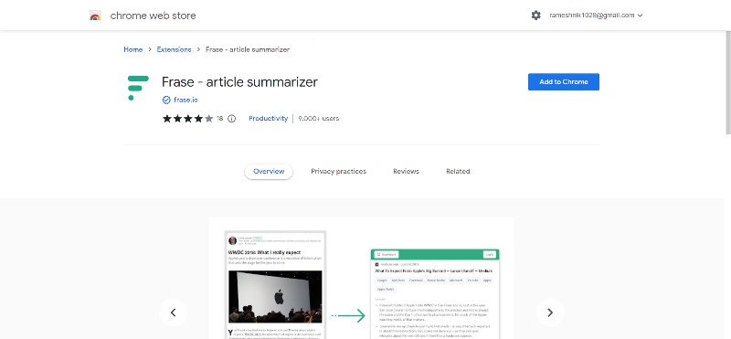 frase.io google chrome extension