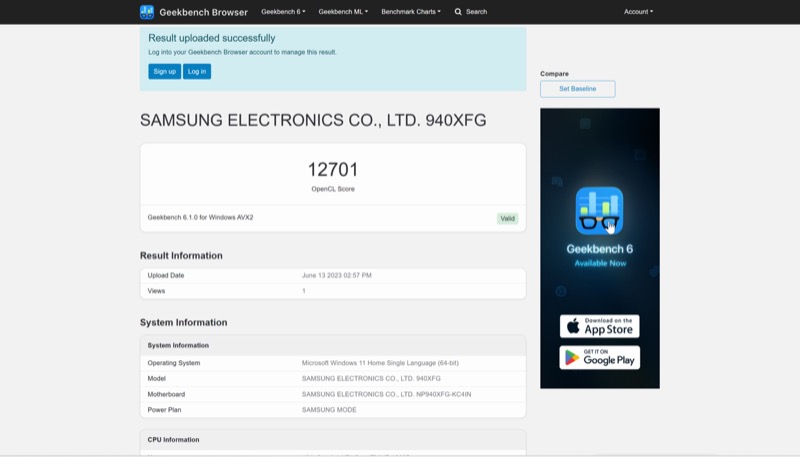 geekbench 6 gpu benchmark result