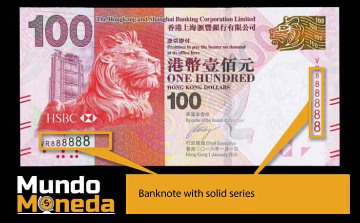 Tabla de números de serie de billetes valiosos que buscan los coleccionistas 5 Banknote with solid series