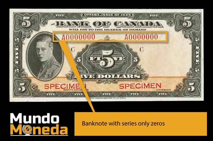 Tabla de números de serie de billetes valiosos que buscan los coleccionistas 16 Banknote with series only zeros