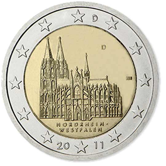 Moeda de 2 euros da Alemanha 2020 - BRANDENBURG 12 Moneda 2 Euros Alemania 2011 NORDRHEIN WESTFALEN