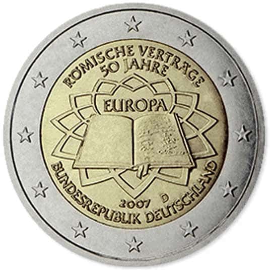 Moeda de 2 euros da Alemanha 2020 - BRANDENBURG 7 50 AÑOS DEL TRATADO DE ROMA 2007