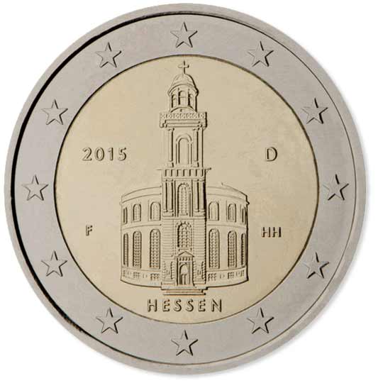 Moeda de 2 euros da Alemanha 2020 - BRANDENBURG 18 Moneda 2 Euros Alemania 2015 HESSEN