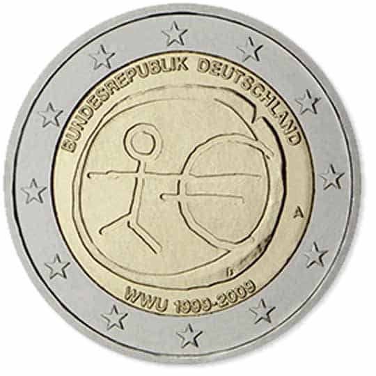 Moeda de 2 euros da Alemanha 2020 - BRANDENBURG 10 10 AÑOS DE LA UNION ECONOMICA Y MONETARIA