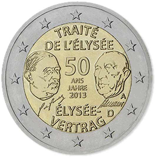Moeda de 2 euros da Alemanha 2020 - BRANDENBURG 16 Moneda 2 Euros Alemania 2013 50 ANOS DEL TRATADO DEL ELISEO