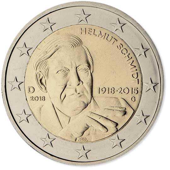Moeda de 2 euros da Alemanha 2020 - BRANDENBURG 24 100 ANIVERSARIO DEL NACIMIENTO DE HELMUT SCHMIDT