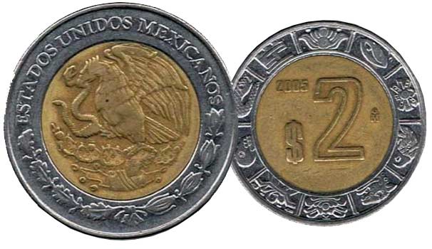 العملات المعدنية المكسيكية العتيقة: دليل شامل لهواة الجمع المبتدئين 21 Moneda de 2 pesos Nuevos Pesos