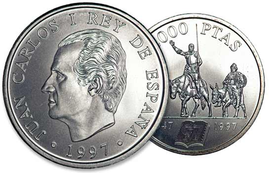 2000 peseta perak, semua tentang koin Spanyol yang terkenal ini 5 Moneda de 2000 pesetas de 1997
