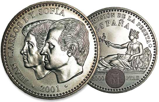 2000 peseta perak, semua tentang koin Spanyol yang terkenal ini 9 Moneda de 2000 pesetas de 2001