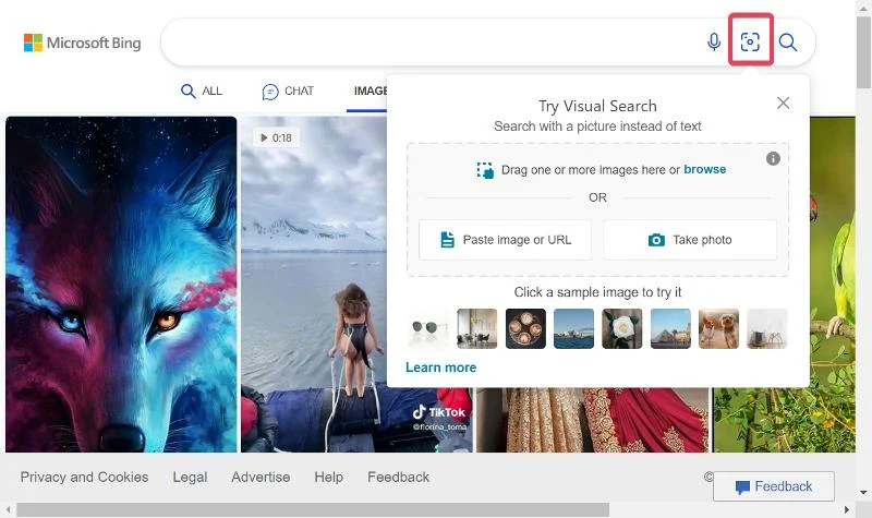 bing image search for facebook photos