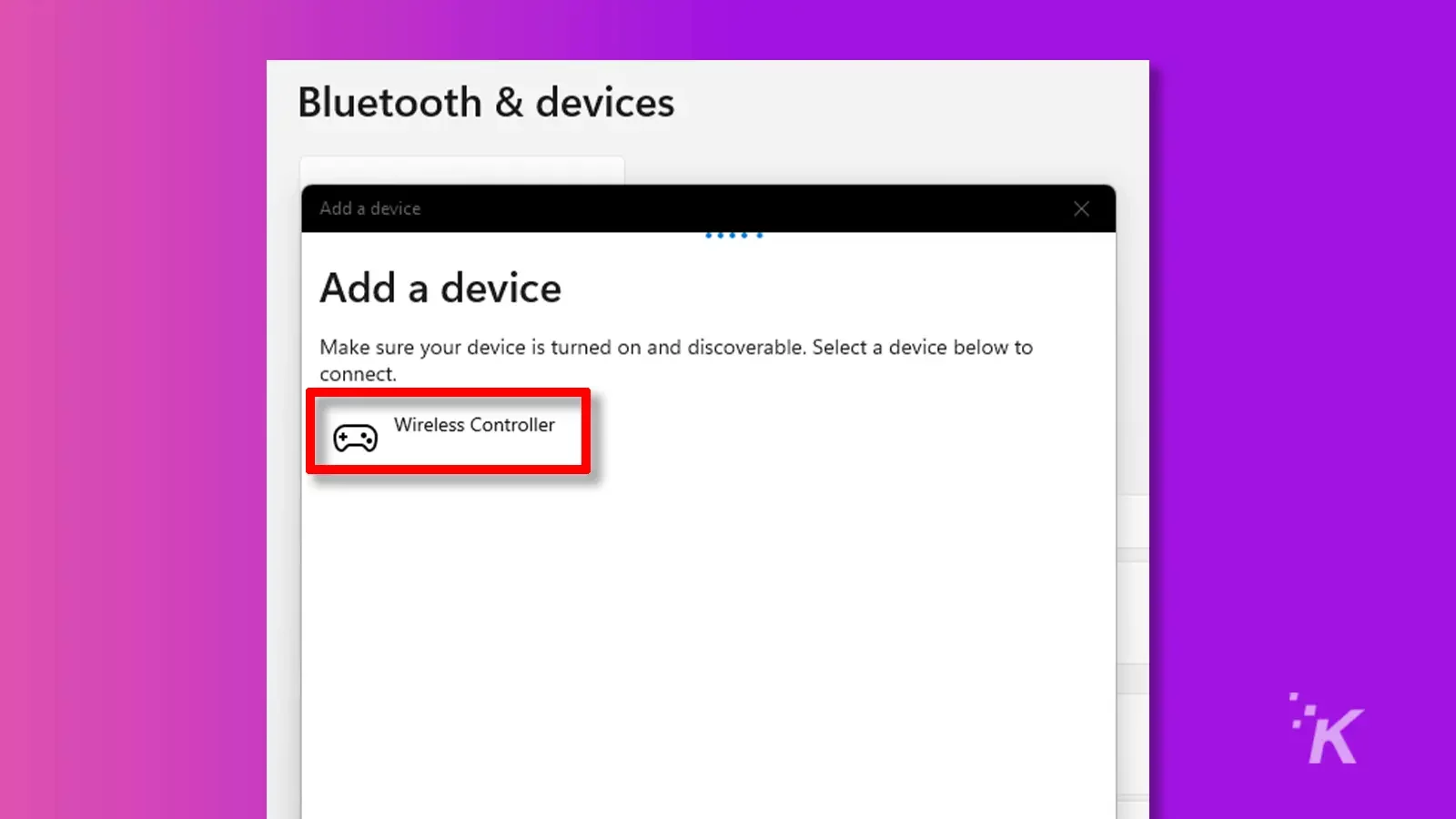 Xbox sur la liste des appareils sur PC
