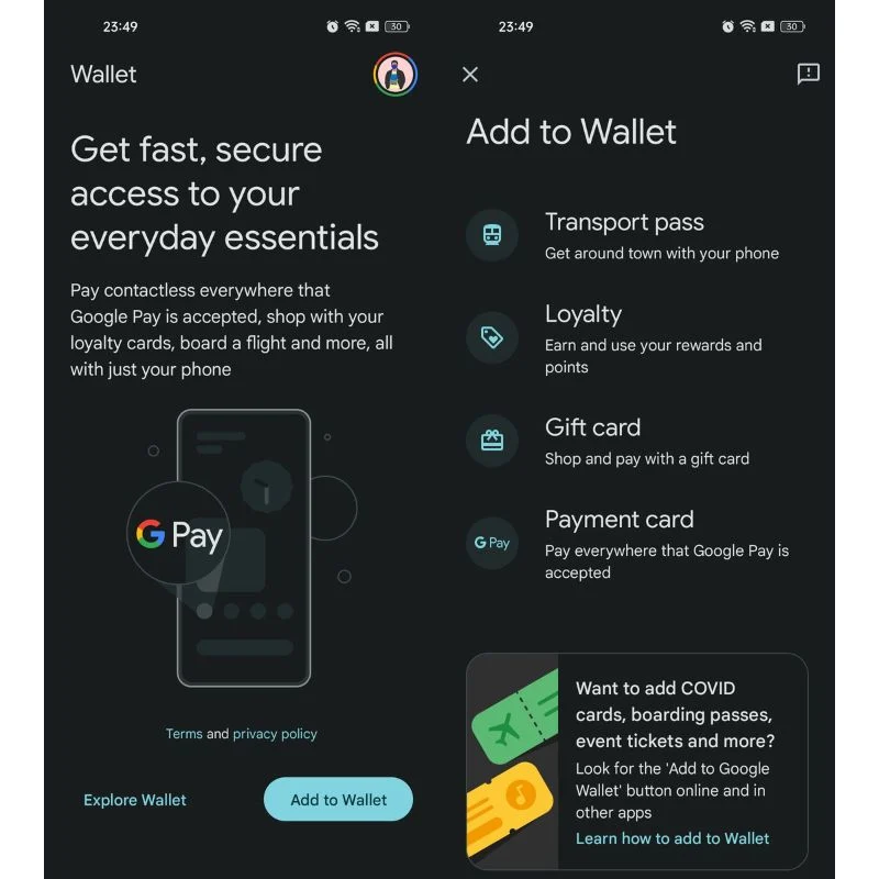 add your card to the wallet