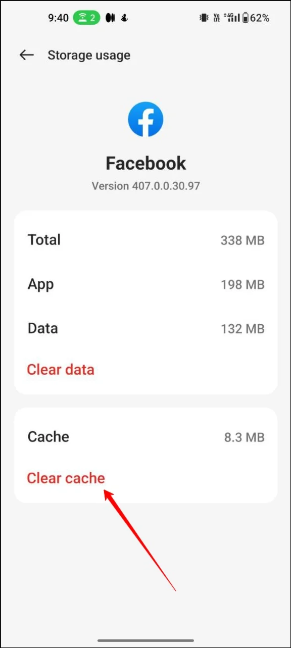 facebook clear cache