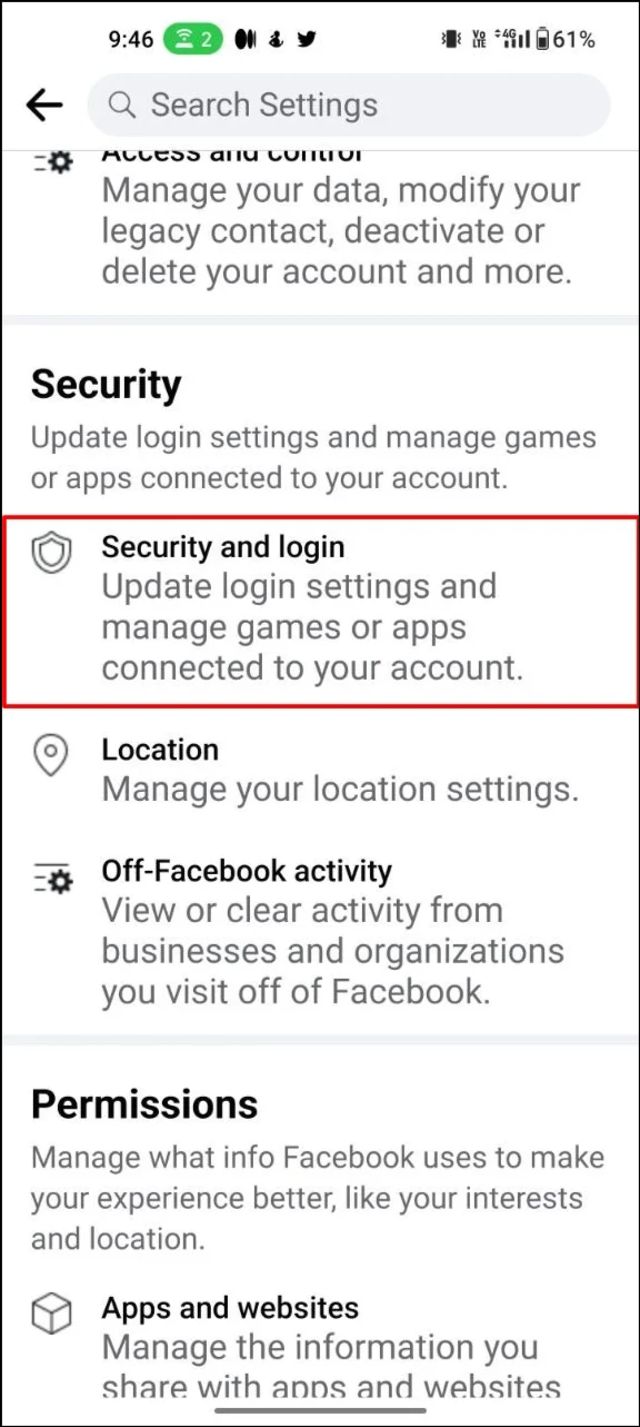facebook security settings