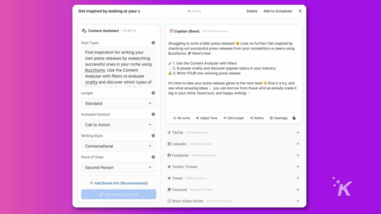 Genere AI que se utiliza como una herramienta de asistente de contenido