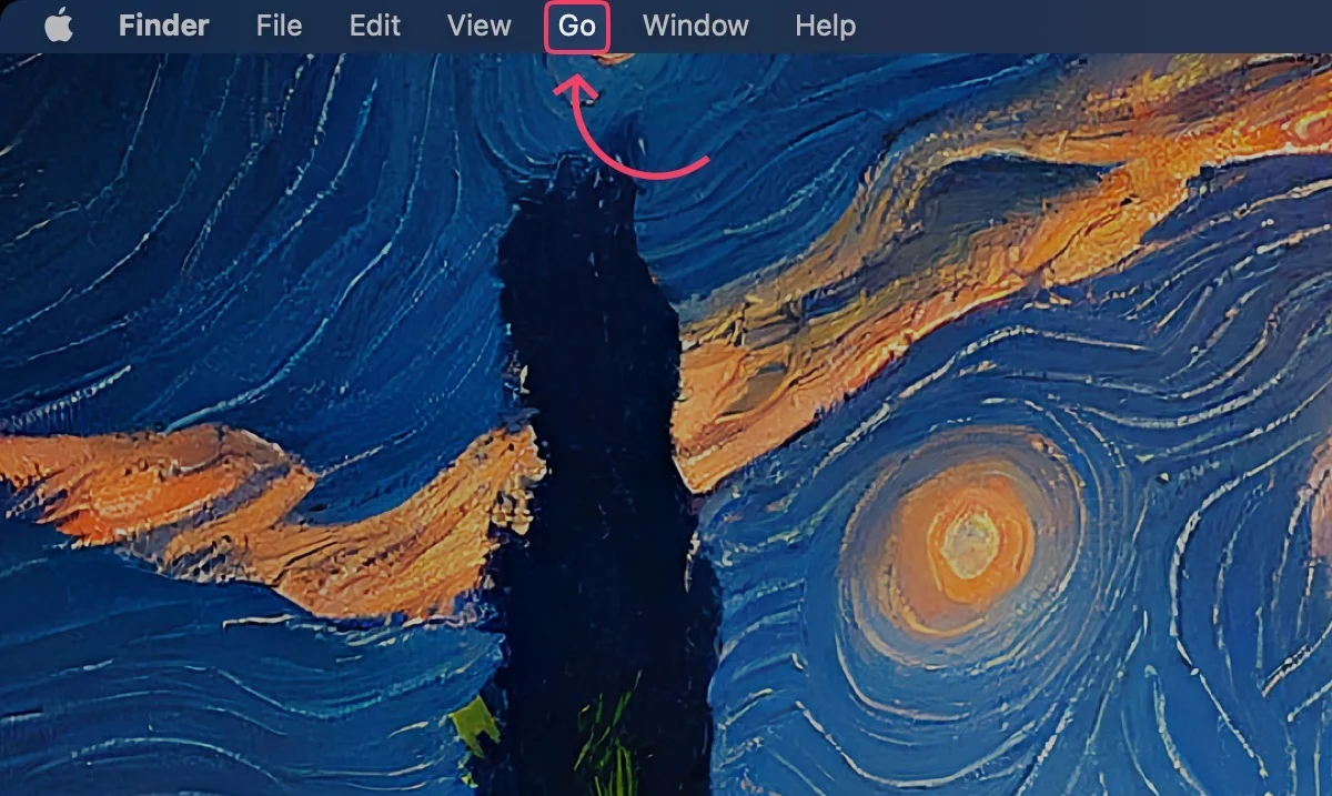 click on "go" in menu bar