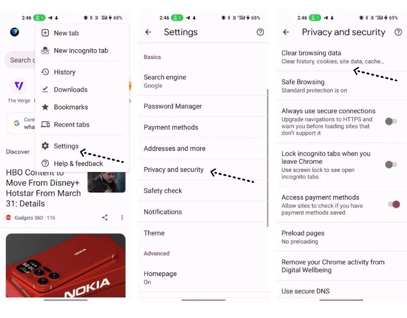 clear browsing cookies chrome