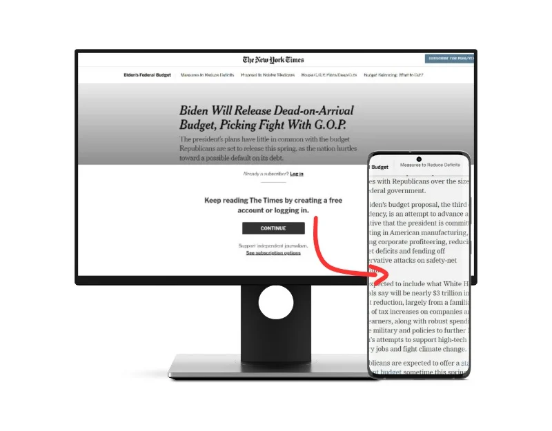 newyorktimes article on desktop and mobile