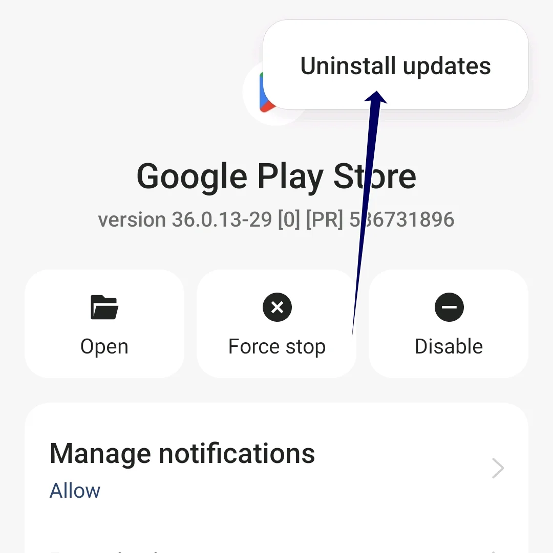uninstall google play store updates
