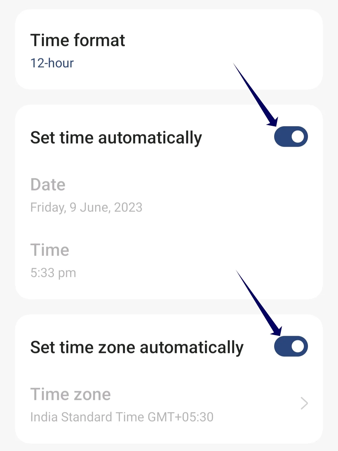 automatic date and time toggles