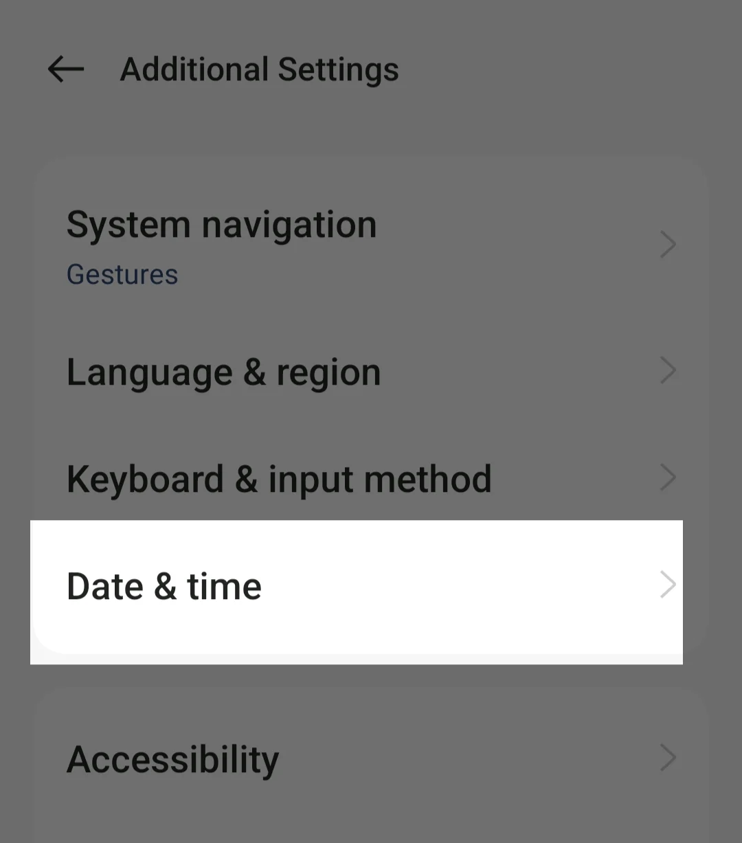 date and time settings