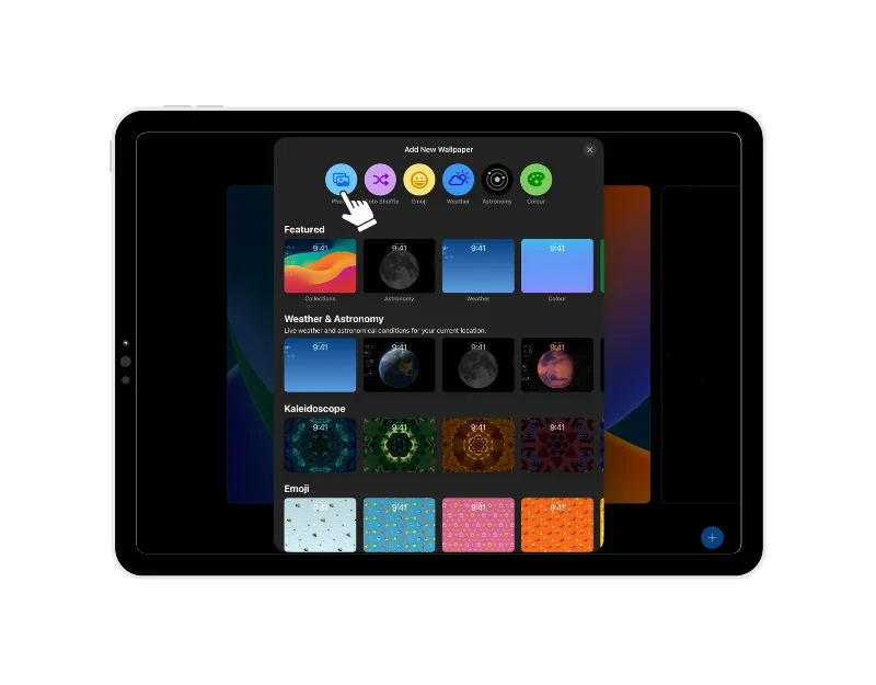 selecting photos as a wallpaper
