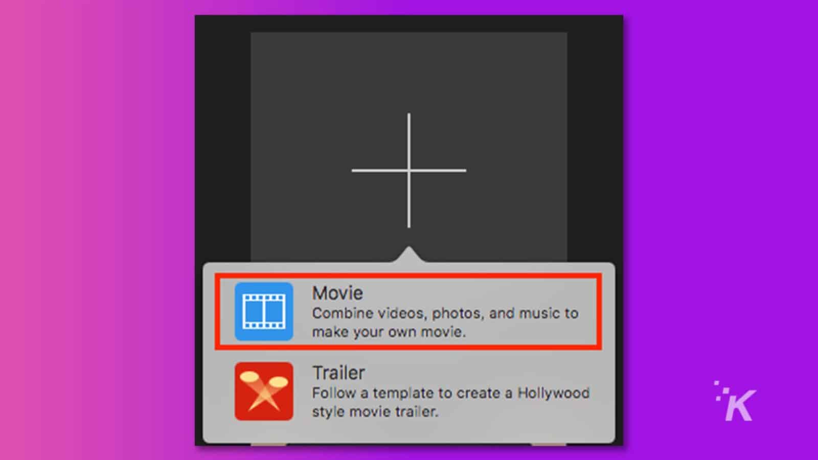 In diesem Bild finden Sie Anweisungen zum Erstellen eines Films oder Filmtrailers mit einer Kombination aus Videos, Fotos und Musik. Volltext: Film Kombinieren Sie Videos, Fotos und Musik, um Ihren eigenen Film zu erstellen. Trailer Folgen Sie einer Vorlage, um einen Filmtrailer im Hollywood IK-Stil zu erstellen. Machen Sie ein Video unscharf.