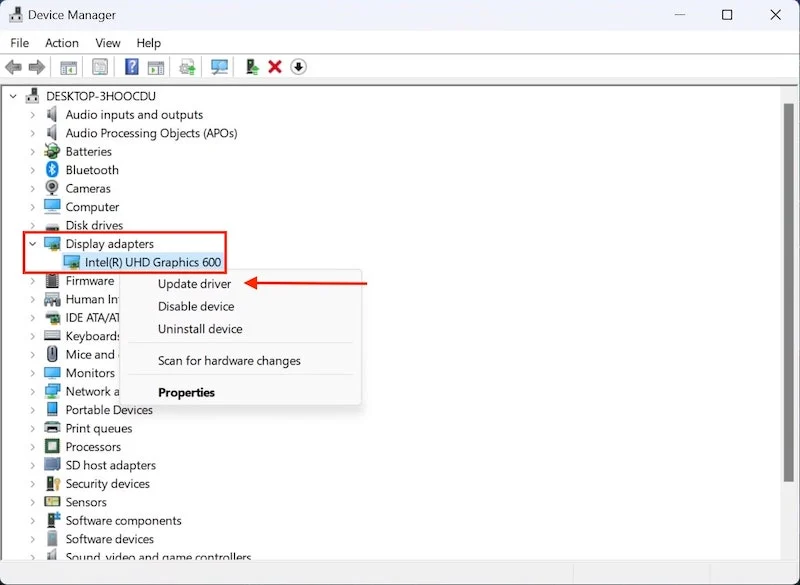 updating the display drivers
