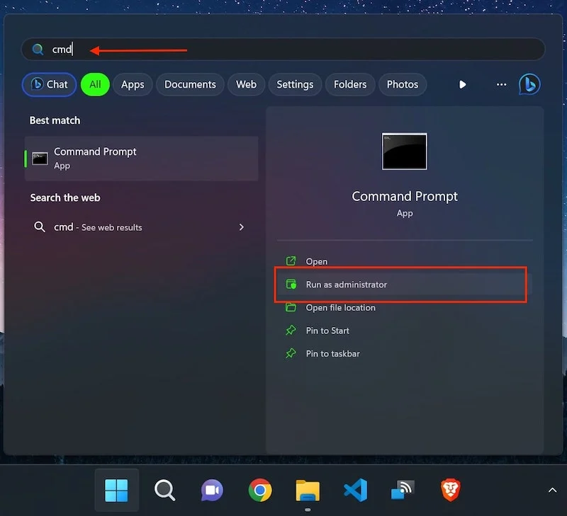 run cmd as administrator