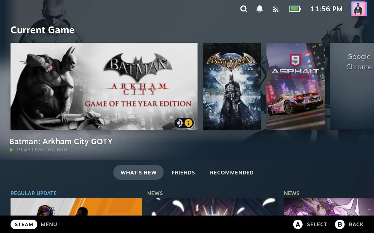 steam deck home screen