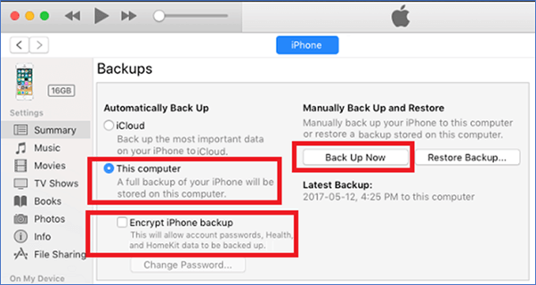select backups
