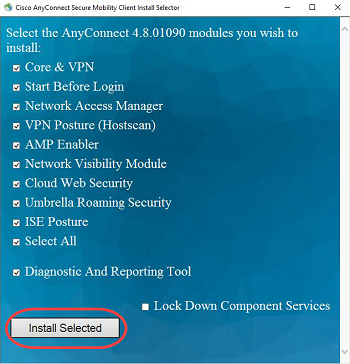 installazione selezionata