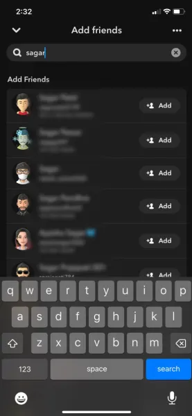 Snapchat 添加好友