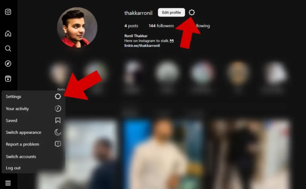 Perfil de Instagram, opción Configuración