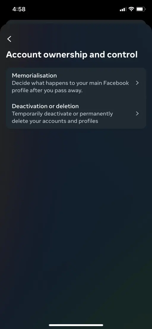 Propiedad y control de la cuenta de Instagram