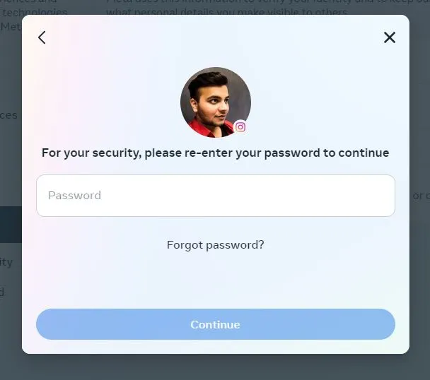 Instagram ingresa la contraseña