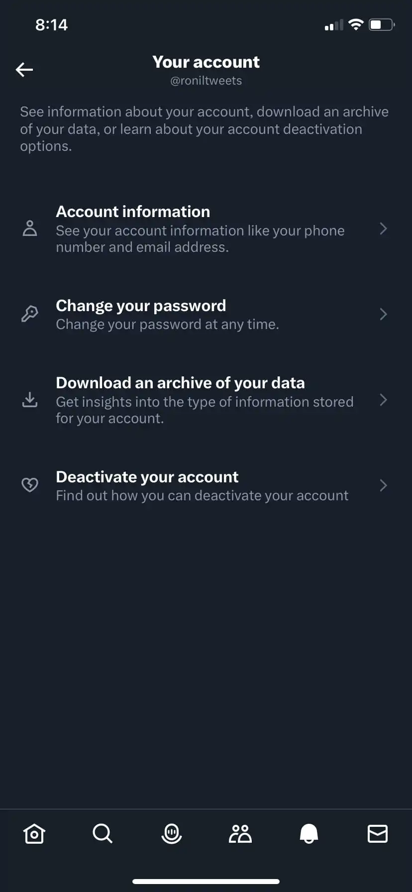 Twitter Baixe um arquivo com sua opção de dados
