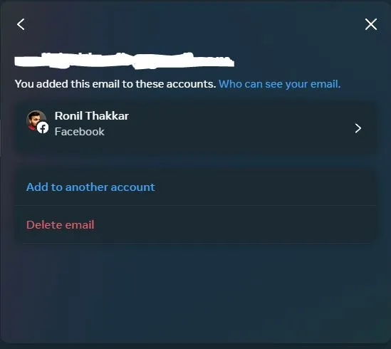 Botão de exclusão de e-mail do Facebook Desktop