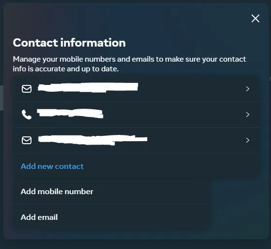 Botão Adicionar e-mail do Facebook Desktop