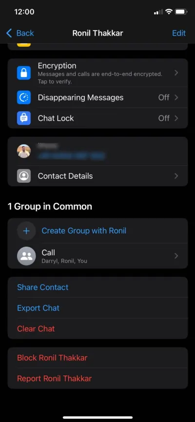 Botão de bloqueio do WhatsApp para iPhone