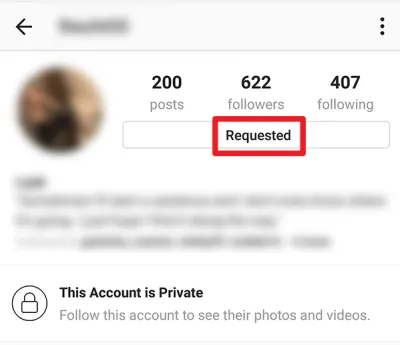 Przycisk żądania konta prywatnego na Instagramie