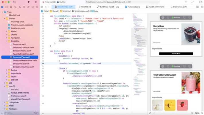 Interfejs aplikacji Xcode