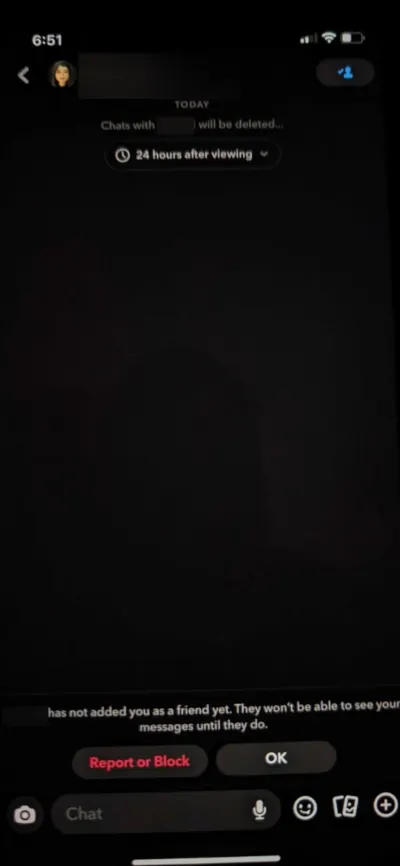 El usuario de Snapchat aún no te ha agregado como amigo.