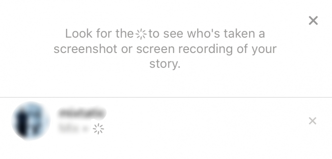 Уведомление о скриншоте истории Instagram