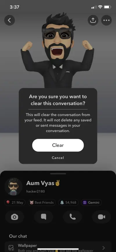 Opzione di chat chiara su Snapchat
