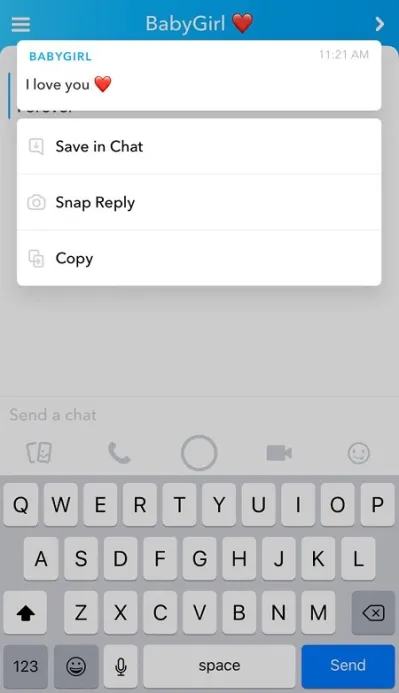 Sohbet Snapchat'e kaydet