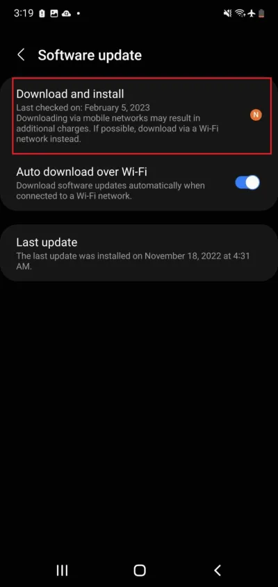 Unduh Android dan instal pembaruan