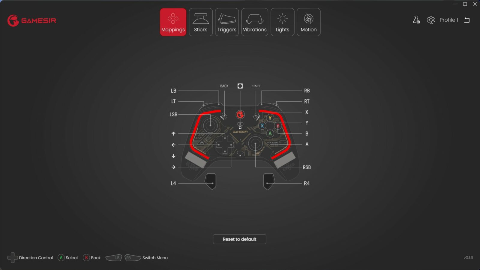 Gamesir t4k 應用程序用戶界面